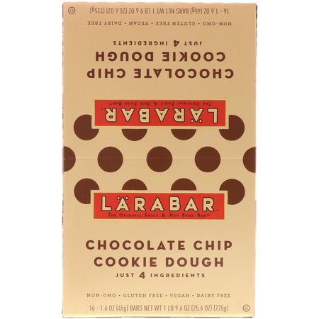 Larabar, Chocolate Chip Cookie Dough, 16 Bars, 1.6 oz (45 g) Each:قضبان الطاقة, قضبان الرياضة