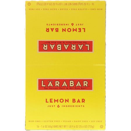 Larabar, Lemon Bar, 16 Bars, 1.6 oz (45 g) Each:قضبان الطاقة, قضبان الرياضة