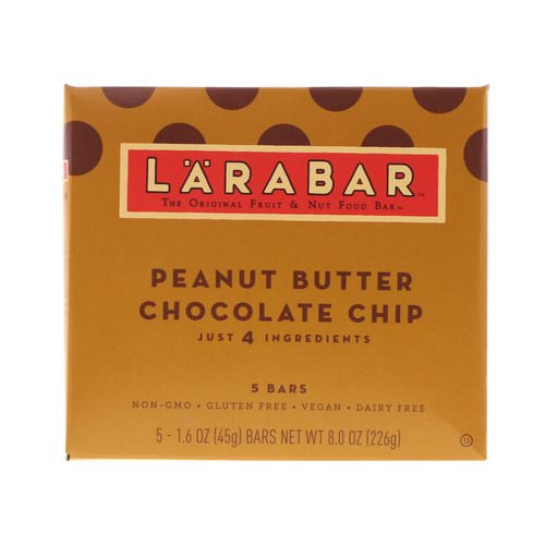 Larabar, Peanut Butter Chocolate Chip, 5 Bars, 1.6 oz (45 g) Each فوائد