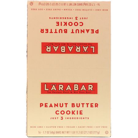 Larabar, Peanut Butter Cookie, 16 Bars, 1.7 oz (48 g) Each:قضبان الطاقة, قضبان الرياضة