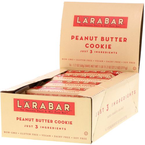 Larabar, Peanut Butter Cookie, 16 Bars, 1.7 oz (48 g) Each فوائد
