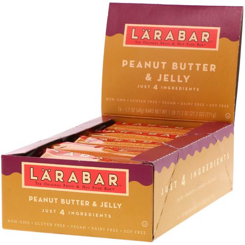 Larabar, Peanut Butter & Jelly, 16 Bars, 1.7 oz (48 g) Each فوائد