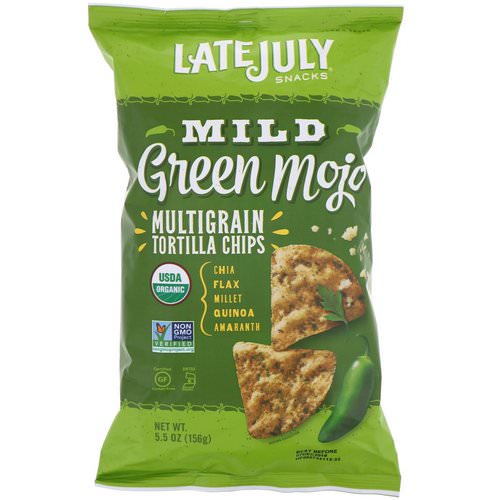 Late July, Multigrain Tortilla Chips, Mild Green Mojo, 5.5 oz (156 g) فوائد