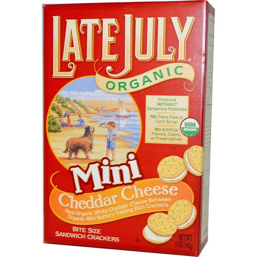 Late July, Organic Mini Bite Size Sandwich Crackers, Cheddar Cheese, 5 oz (142 g) فوائد