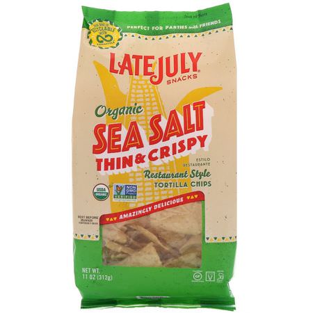 Late July, Organic Thin & Crispy Restaurant Style Tortilla Chips, Sea Salt, 11 oz (312 g):رقائق,جبات خفيفة