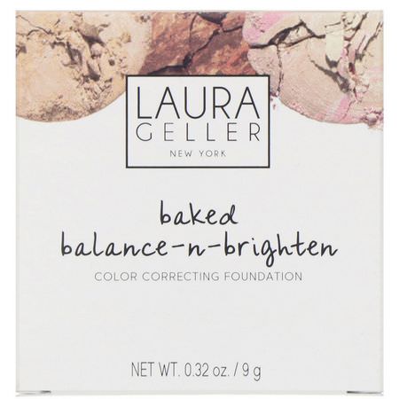 Laura Geller, Baked Balance-N-Brighten, Color Correcting Foundation, Fair, 0.32 oz (9 g):Foundation, وجه