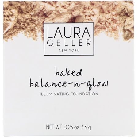 Laura Geller, Baked Balance-N-Glow, Illuminating Foundation, Fair, 0.28 oz (8 g):Foundation, وجه