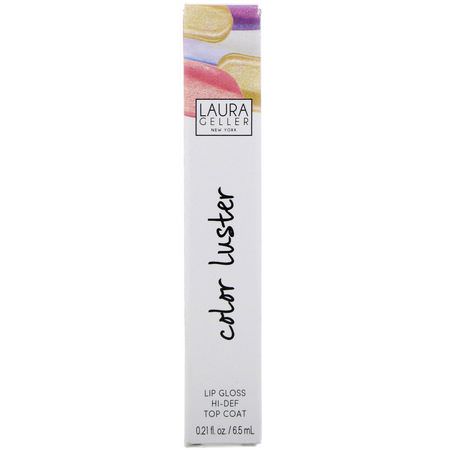 Laura Geller, Color Luster, Lip Gloss Hi-Def Top Coat, Diamond Dust, 0.21 fl oz (6.5 ml):ملمع شفاه, شفاه