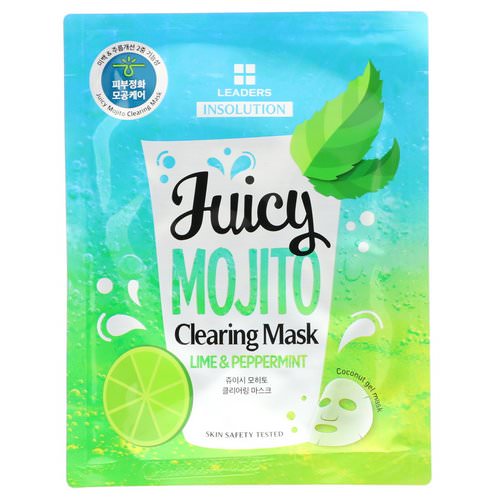 Leaders, Insolution, Juicy Mojito Clearing Mask, Lime & Peppermint, 1.01 fl oz (30 ml) فوائد