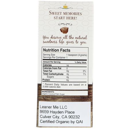 Leaner Creamer, Organic, Coconut Sugar, 20 Individual Packets, 0.14 oz (4 g) Each:سكر ج,ز الهند, المحليات