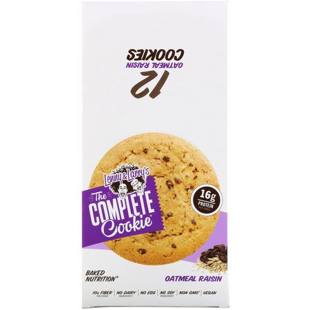 Lenny & Larry's, The Complete Cookie, Oatmeal Raisin, 12 Cookies, 4 oz (113 g) Each:ال,جبات الخفيفة, ملفات تعريف الارتباط للبر,تين