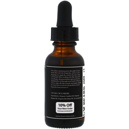 Leven Rose, 100% Pure Organic Beard Oil, Spiced Sandalwood, 1 fl oz (30 ml):Beard Care, Shaving