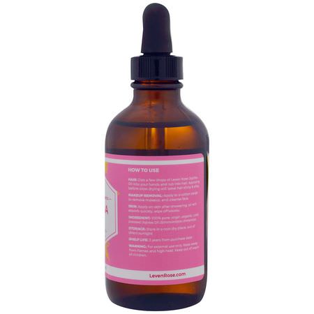 Leven Rose, 100% Pure & Organic Jojoba Oil, 4 fl oz (118 ml):مزيلات المكياج, الماكياج