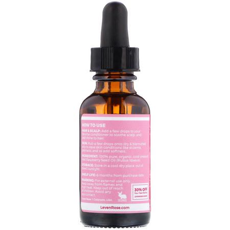 Leven Rose, 100% Pure & Organic, Red Raspberry Seed Oil, 1 fl oz (30 ml):الصدفية, علاج الجلد