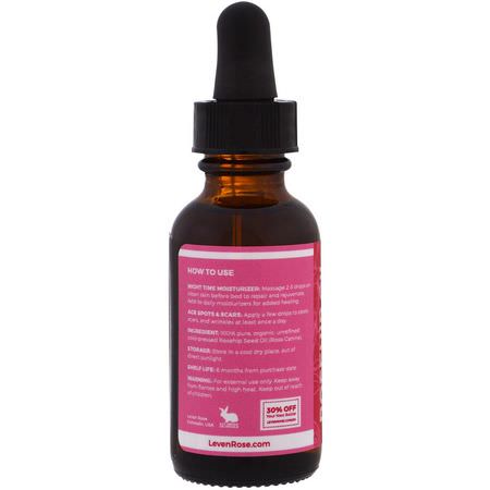 Leven Rose, 100% Pure & Organic Rosehip Oil, 1 fl oz (30 ml):عيب, حب الشباب