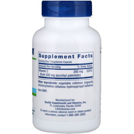 Life Extension, Ascorbyl Palmitate, 500 mg, 100 Vegetarian Capsules:الأنفل,نزا ,السعال