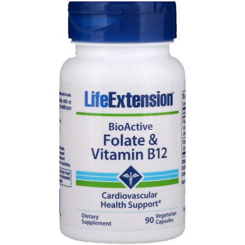 Life Extension, BioActive, Folate & Vitamin B12, 90 Vegetarian Capsules فوائد