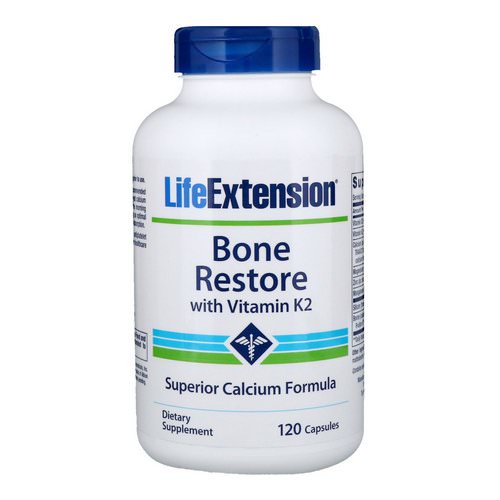 Life Extension, Bone Restore with Vitamin K2, 120 Capsules فوائد