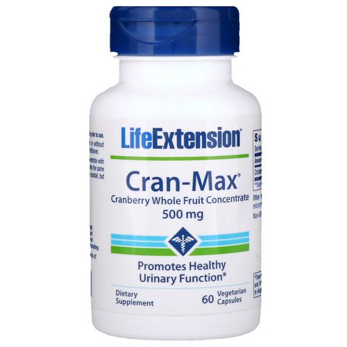 Life Extension, Cran-Max, Cranberry Whole Fruit Concentrate, 500 mg, 60 Vegetarian Capsules فوائد
