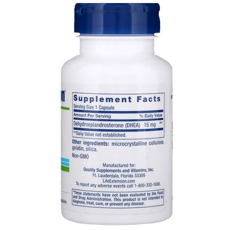 Life Extension, DHEA, 15 mg, 100 Capsules:DHEA, المكملات الغذائية