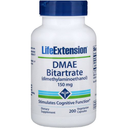 Life Extension, DMAE Bitartrate, 150 mg, 200 Vegetarian Capsules فوائد