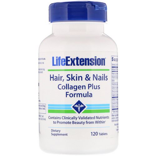 Life Extension, Hair, Skin & Nails, Collagen Plus Formula, 120 Tablets فوائد