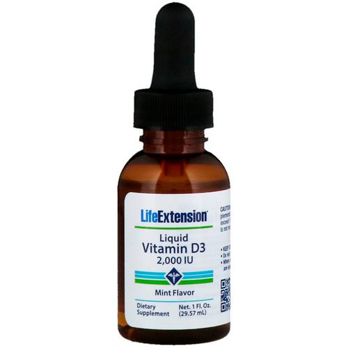 Life Extension, Liquid Vitamin D3, Mint Flavor, 2000 IU, 1 fl oz (29.57 ml) فوائد