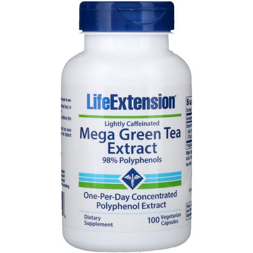 Life Extension, Mega Green Tea Extract, Lightly Caffeinated, 100 Vegetarian Capsules فوائد