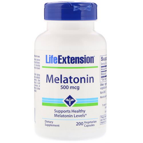 Life Extension, Melatonin, 500 mcg, 200 Vegetarian Capsules فوائد