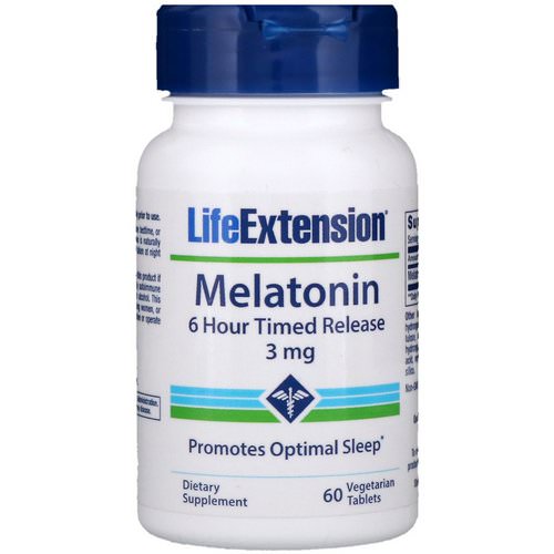 Life Extension, Melatonin, 6 Hour Timed Release, 3 mg, 60 Vegetarian Tablets فوائد