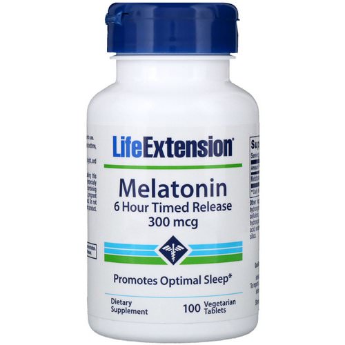 Life Extension, Melatonin, 6 Hour Timed Release, 300 mcg, 100 Vegetarian Tablets فوائد