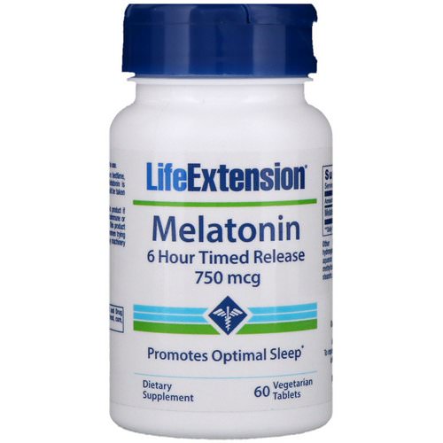 Life Extension, Melatonin, 6 Hour Timed Release, 750 mcg, 60 Vegetarian Tablets فوائد