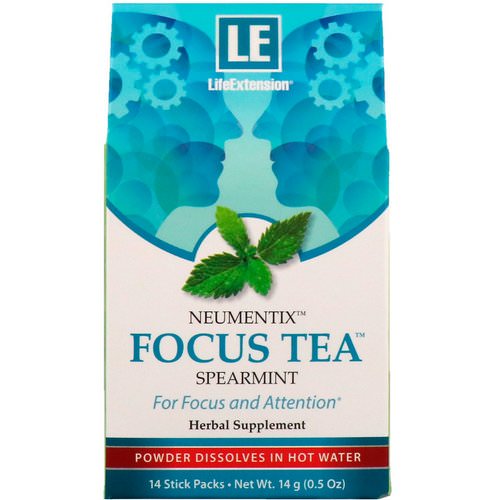 Life Extension, Neumentix, Focus Tea, Spearmint, 14 Stick Packs فوائد