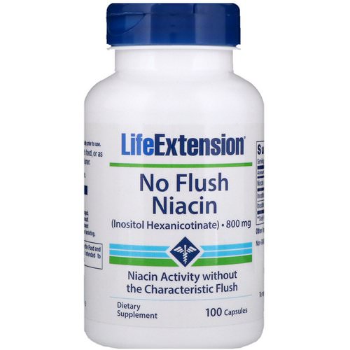 Life Extension, No Flush Niacin, 800 mg, 100 Capsules فوائد