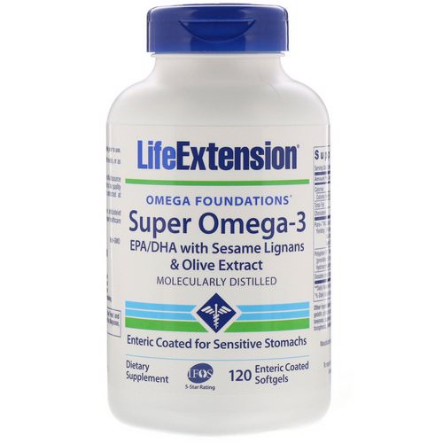 Life Extension, Omega Foundations, Super Omega-3, 120 Enteric Coated Softgels فوائد