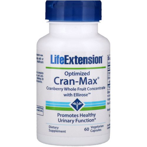 Life Extension, Optimized Cran-Max, Cranberry Whole Fruit Concentrate with Ellirose, 60 Vegetarian Capsules فوائد