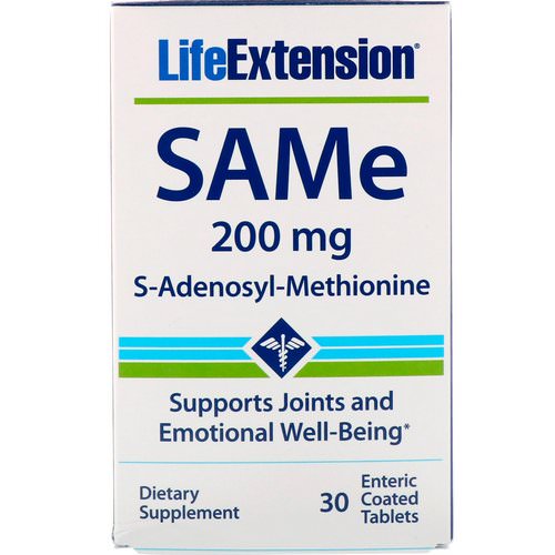 Life Extension, SAMe, S-Adenosyl-Methionine, 200 mg, 30 Enteric Coated Tablets فوائد
