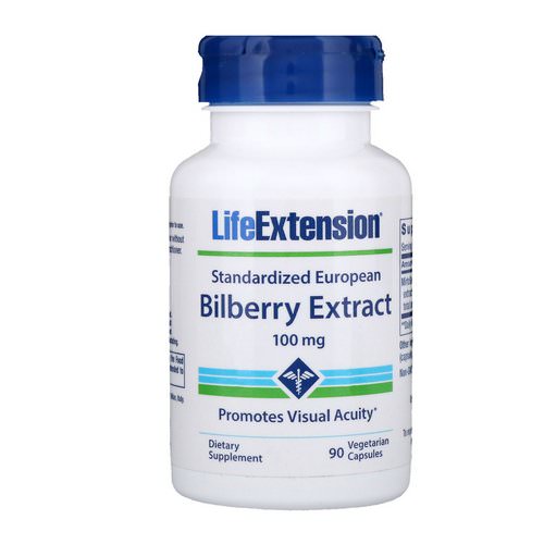Life Extension, Standardized European Bilberry Extract, 100 mg, 90 Vegetarian Capsules فوائد