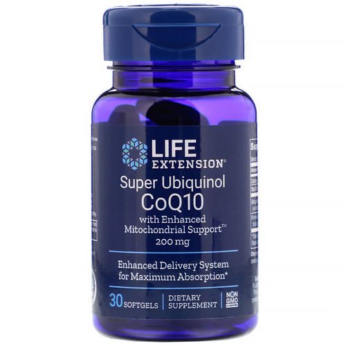 Life Extension, Super Ubiquinol CoQ10 with Enhanced Mitochondrial Support, 200 mg, 30 Softgels فوائد