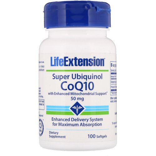 Life Extension, Super Ubiquinol CoQ10 with Enhanced Mitochondrial Support, 50 mg, 100 Softgels فوائد