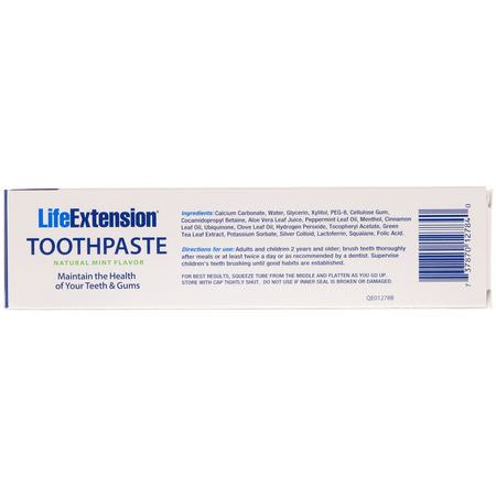 Life Extension, Toothpaste, Natural Mint Flavor, 4 oz (113.4 g):معج,ن الأسنان, العناية بالفم