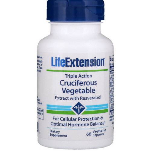 Life Extension, Triple Action Cruciferous Vegetable Extract with Resveratrol, 60 Vegetarian Capsules فوائد