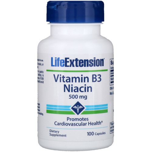 Life Extension, Vitamin B3 Niacin, 500 mg, 100 Capsules فوائد