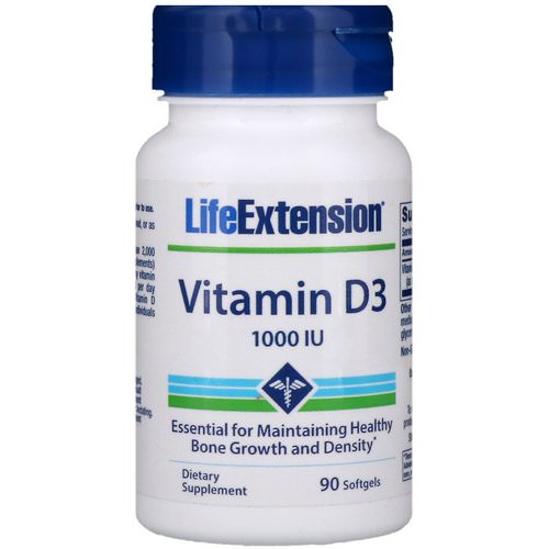 Life Extension, Vitamin D3, 1000 IU, 90 Softgels فوائد