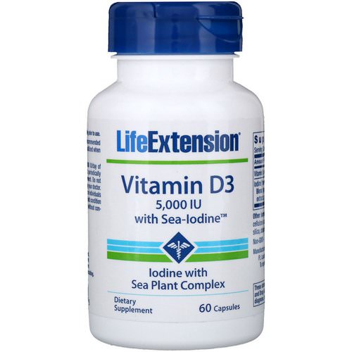 Life Extension, Vitamin D3 with Sea-Iodine, 5,000 IU, 60 Capsules فوائد