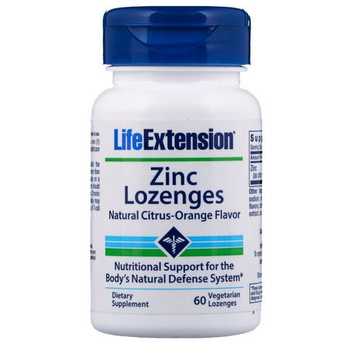 Life Extension, Zinc Lozenges, Natural Citrus-Orange Flavor, 60 Vegetarian Lozenges فوائد