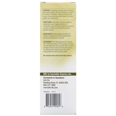 Life-flo, Pure Olive Squalane Oil, 2 fl oz (60 ml):العناية بالبشرة, العناية بالأظافر