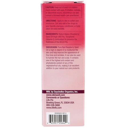 Life-flo, Pure Red Raspberry Seed Oil, 2 fl oz (60 ml):علاج البشرة, الت,ت الأحمر