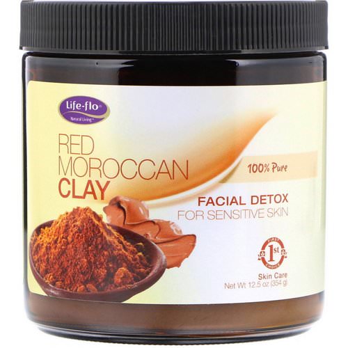 Life-flo, Red Moroccan Clay, Facial Detox, 12.5 oz (354 g) فوائد