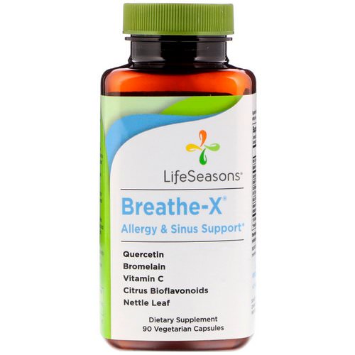 LifeSeasons, Breathe-X Allergy & Sinus Support, 90 Vegetarian Capsules فوائد